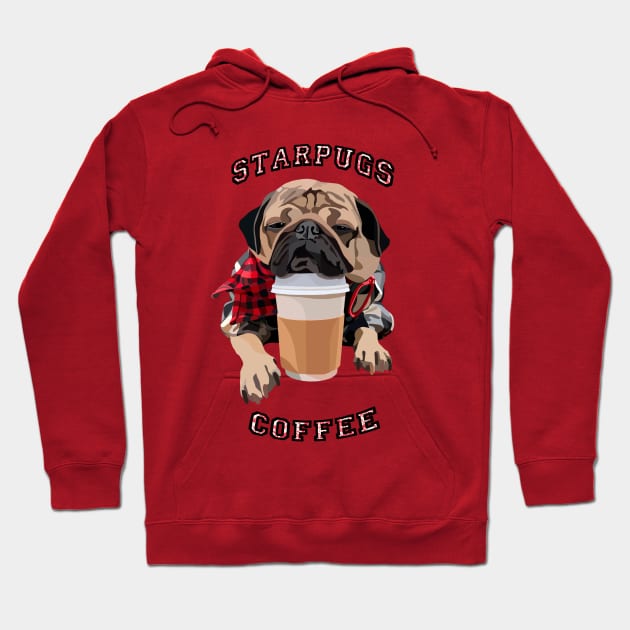 Star Pugs Coffee Hoodie by stripedbeetlee